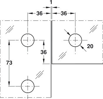 Úhlový držák, G, Startec, pro skleněné dvojčinné dveře