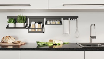 Univerzální držák, S velkým rámem, hliníkový/ocelový relingový systém