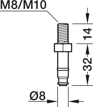 Upevňovací čep, Systém W, pro kolečka/součásti s držákem Ø 8 mm