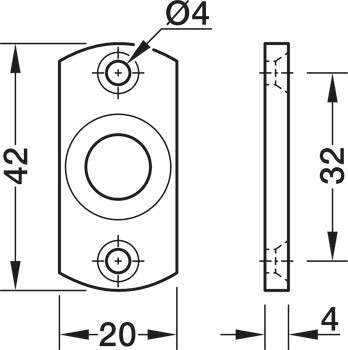 Upevňovací podložka, k přišroubování, pro nábytkový zámek EFL 1 Dialock