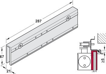 Upínací deska, pro skleněné dveře, pro TS 4000 a TS 5000, horní dveřní zavírač, Geze