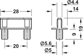 Vedení, s kluznými kolečky, Häfele Slido F-Line11 12A, Infront