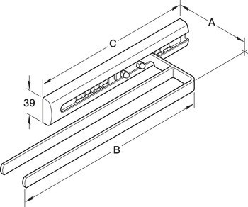 Věšák na ručníky, ocel/plast, výsuvná vedení