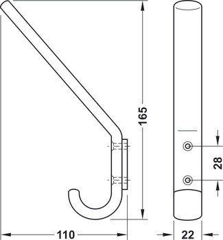 Věšák, polyamid, 24 x 48 x 75 mm (Š x H x V)
