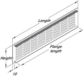 Větrací lišty, hranaté, hliník, s drážkovanými pery, s otvory