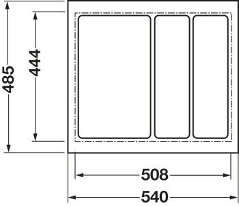 Vložka pro příbory, univerzální, pro zaříznutí na míru, hlubokotažená