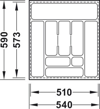 Vložka pro příbory, univerzální, pro zaříznutí na míru, hlubokotažená
