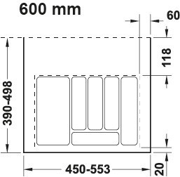 Vložka pro příbory, univerzální, vstřikovaná, pro zaříznutí na míru