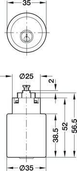 Vložka s knobkou, Häfele Symo ML Plus, modulární systém 30 mm, s vložkou s plátkovými stavítky, standardní profil