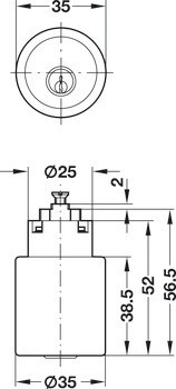 Vložka s knobkou, Häfele Symo ML Pro, modulární řešení 30 mm, s vložkou s pinovými stavítky, standardní profil, individuální
