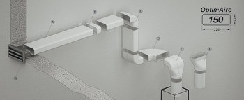 Vnější mřížka, plochý potrubní systém 150 optimAIRo