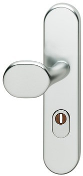 Vnější štít s koulí, Nerez, Hoppe, E86G/3332ZA-3 třída odolnosti 1 (třída bezpečnosti 2) dlouhý štít, s krytem vložky