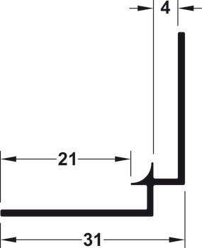 Vnitřní rohový profil, Häfele AluSplash®, hliník