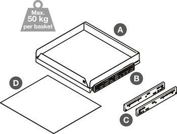 Vnitřní výsuv spodní skříňky, Häfele Utensio ST10 Plus Drawer Base