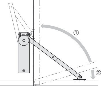 Výklop, pro dřevěné výklopy, s tlumeným otevíráním a zavírací pružinou