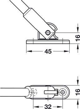 Výklop, s brzdným mechanismem, pro dřevěné výklopy, s kloubem