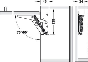 Výklopné kování, pro jednodílné výklopy ze dřeva nebo s širokým hliníkovým rámečkem