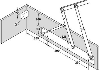 Výklopný postelový rošt, otevírací mechanismus s plynovými vzpěrami