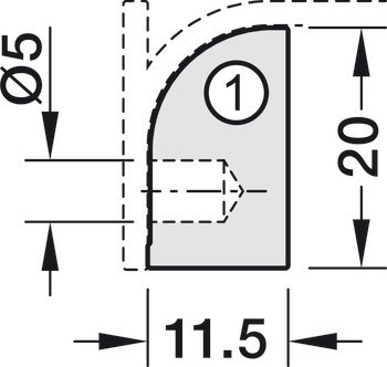 Výplňový profil pro zapuštěnou úchytku, pro zapuštěný úchytkový profil