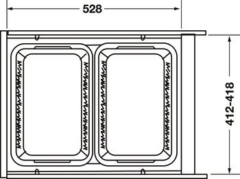 Výsuv na prádlo, koš na prádlo Hailo Laundry Carrier, pro montáž za čelní panely