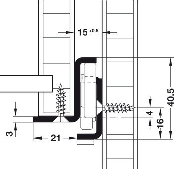 Výsuv z nerezové oceli, částečný výsuv, nosnost do 100 kg, nerez, pro povrchovou montáž