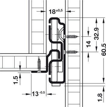 Výsuv z nerezové oceli, plnovýsuv, nosnost do 68 kg, nerez, pro povrchovou montáž