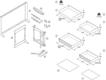 Výsuvné/otočné kování pro rohové skříňky, Häfele Utensio ST10 Plus Fold Corner