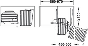 Výsuvné/otočné kování pro rohové skříňky, Häfele