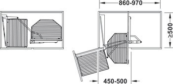 Výsuvné/otočné kování pro rohové skříňky, Häfele