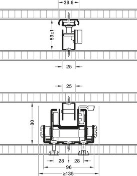 Výsuvy pro výsuvné skříně, Plnovýsuv, nosnost do 120 kg, ocel/plast