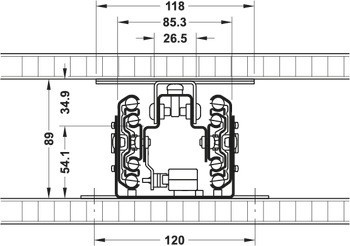 Výsuvy pro výsuvnou skříň, Plnovýsuv, nosnost do 120 kg, ocel/plast