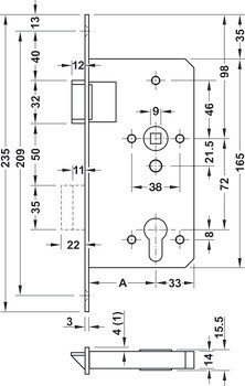 Zadlabací zámek, Nerez/ocel, BMH 1013 PZW