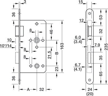 Zadlabací zámek, pro otočné dveře, Startec, třída 3, WC/koupelna