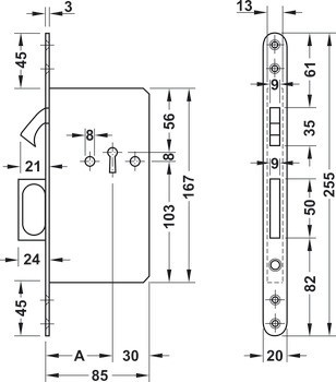 Zadlabací zámek, pro posuvné dveře, s kruhovou závorou, Startec, dozický klíč