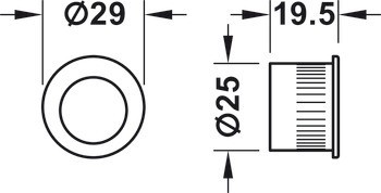 Zadlabací zámek, pro posuvné dveře, s kruhovou závorou, Häfele Startec, koupelna/WC, backset 50 mm