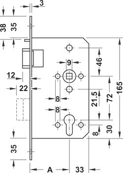 Zadlabací zámek, Vložka s knobkou 801 PZW