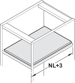 Zajišťovací mechanismus police, pro skryté výsuvy Blum Tandem a Movento