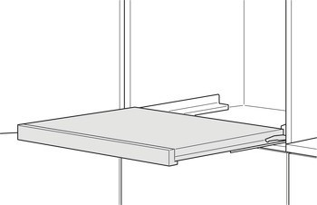 Zajišťovací mechanismus police, pro skryté výsuvy Blum Tandem a Movento