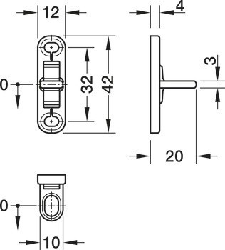 Zajišťovací plech, Pro nábytkový zámek Häfele Dialock Efl 3/3C, vyrovnání tolerance ve směru spouštění, k přišroubování