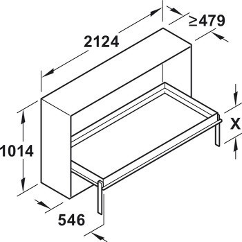 základní rám, Häfele Teleletto Foldaway jednotlivé součásti kování pro sklopnou postel