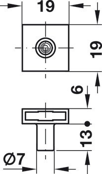 Zámek otočné vložky centrálního zamykání, S pevnou vložkou s plátkovými stavítky, pro montáž do bočního panelu korpusu