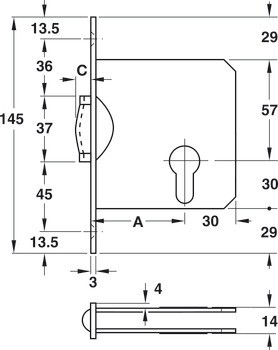 Zámek pro dvojčinné dveře, profilová vložka, se závorou, Startec