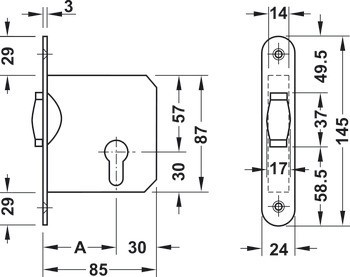 Zámek pro dvojčinné dveře, profilová vložka, se závorou, Startec