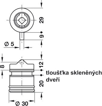 Zámek pro otočné skleněné dveře,, Symo, k našroubování