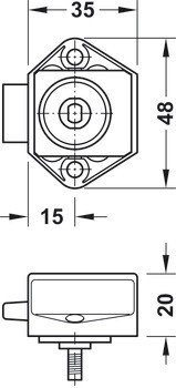 Zámek se závorou k přišroubování, Häfele Push-Lock Mini, backset 15 mm