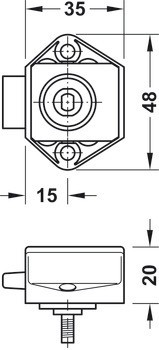 Zámek se závorou k přišroubování, Push-Lock Mini, backset 15 mm