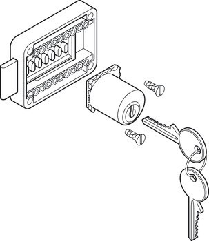 Zámek se závorou k přišroubování, S pevnou vložkou s plátkovými stavítky, backset 15–40 mm (nastavitelné)