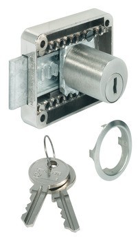 Zámek se závorou k přišroubování, S pevnou vložkou s plátkovými stavítky, backset 15–40 mm (nastavitelné)