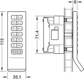 Zámek se střelkovou závorou, s klávesnicí