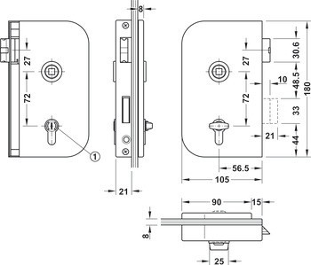 Zámek WC/koupelny na skleněné dveře, GHP 103, Startec